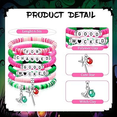 “Wicked Changed for Good” Beaded Bracelet Set – Colorful Affirmation Stretch Bracelets
