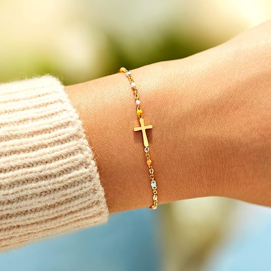 Divine 14K Gold Plated Christian Cross Bracelet