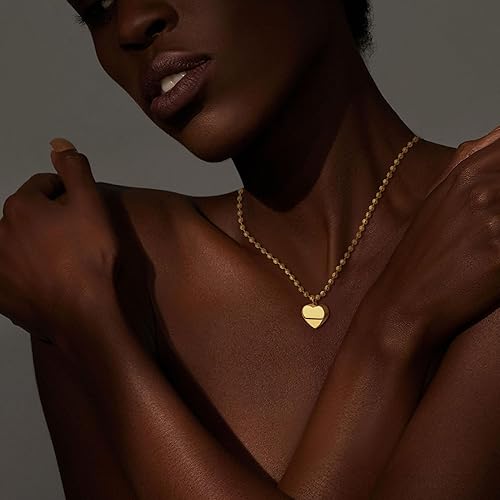 Divine 18K Gold Plated Chunky Heart Pendant Necklace