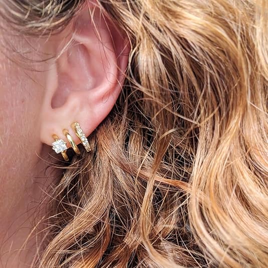 Divine 14K Gold Plated Triple Huggie Illusion Studs