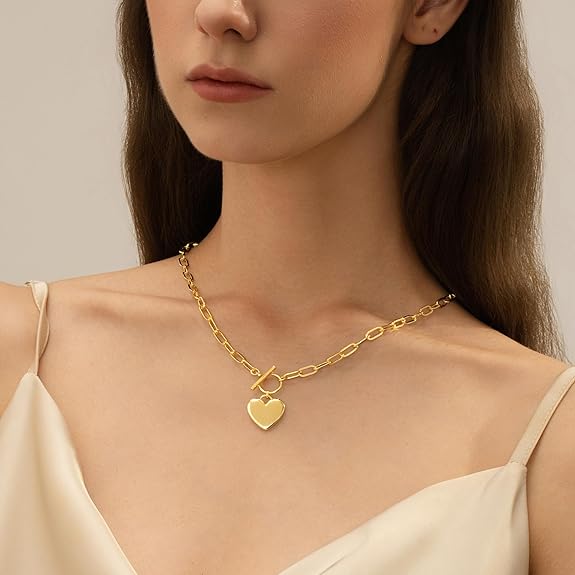 Divine 18K Gold Plated Hollow Heart Pendant Necklace