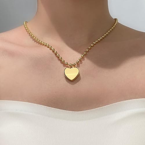 Divine 18K Gold Plated Chunky Heart Pendant Necklace