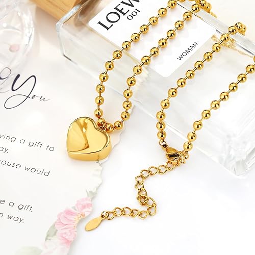 Divine 18K Gold Plated Chunky Heart Pendant Necklace