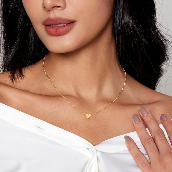 Divine Evil Eye Heart 18K Gold Plated Necklace