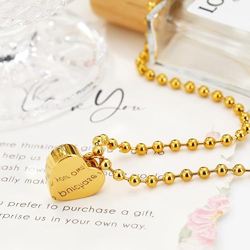 Divine 18K Gold Plated Chunky Heart Pendant Necklace