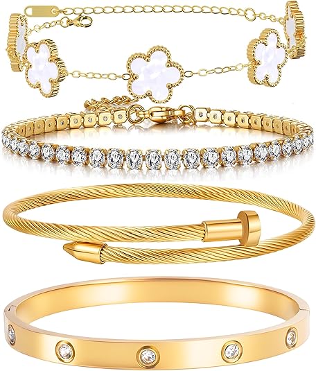 Divine 18K Gold Plated Stackable Bead Bracelet Set