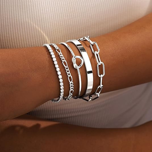 Divine 14K Gold Plated Sterling Silver "Ultimate Stack" Bracelet Set (6-Piece)