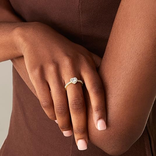 Divine 14K Gold Plated Elevated Heart Ring