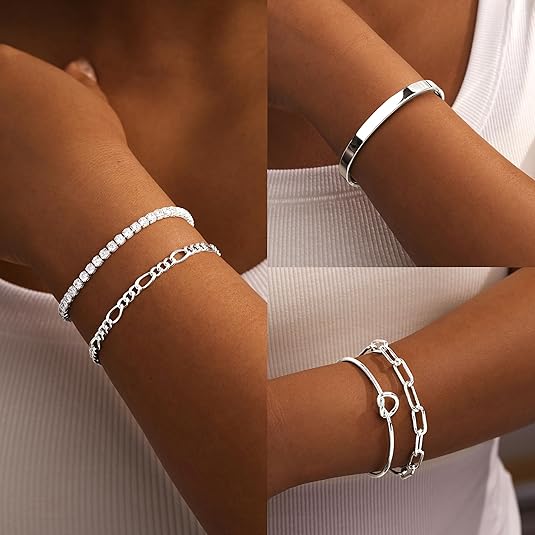 Divine 14K Gold Plated Sterling Silver "Ultimate Stack" Bracelet Set (6-Piece)