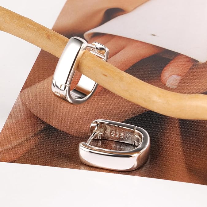 925 Sterling Silver Minimal Huggie Hoop Earrings
