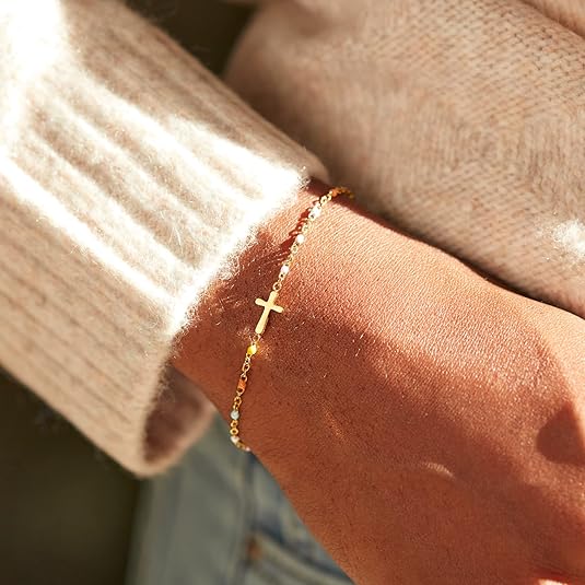 Divine 14K Gold Plated Christian Cross Bracelet