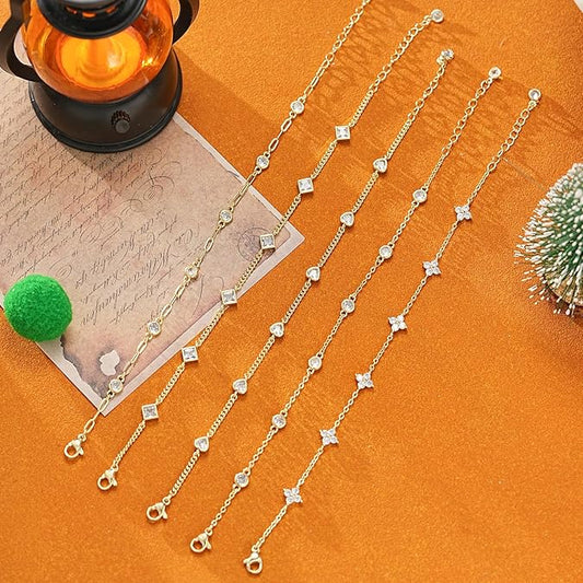 Minimal Gold Chain Bracelet with Crystal Accents – Elegant Adjustable Bracelet for Women