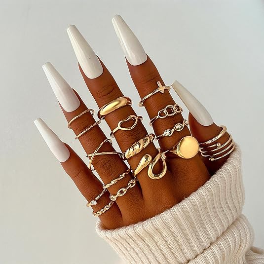 Divine 14K Gold Plated Essential Stacking Ring Set