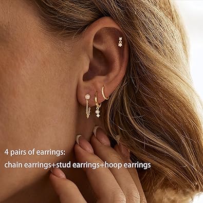 Gold Pearl Ear Cuff & Stud Earring Set – Minimalist Multi-Piercing Jewelry